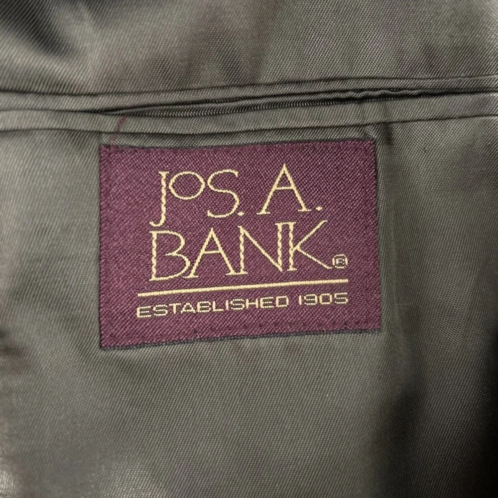 VTG Jos A Bank Business Express 100% Wool Green/Blue Check Blazer Jacket 43R - Picture 9 of 11